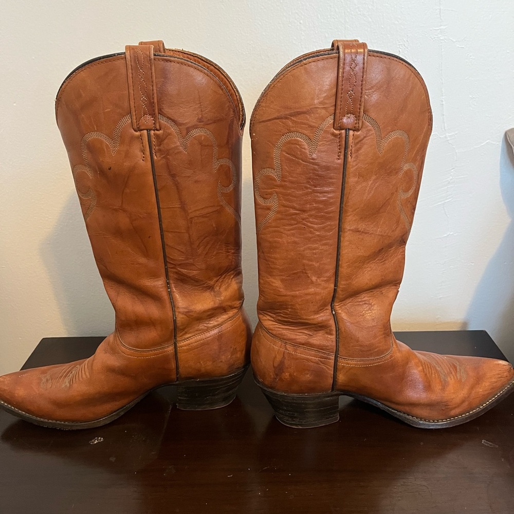 Vintage J. Chisholm Brown Leather Cowboy Boots